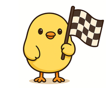 Chick with a flag
